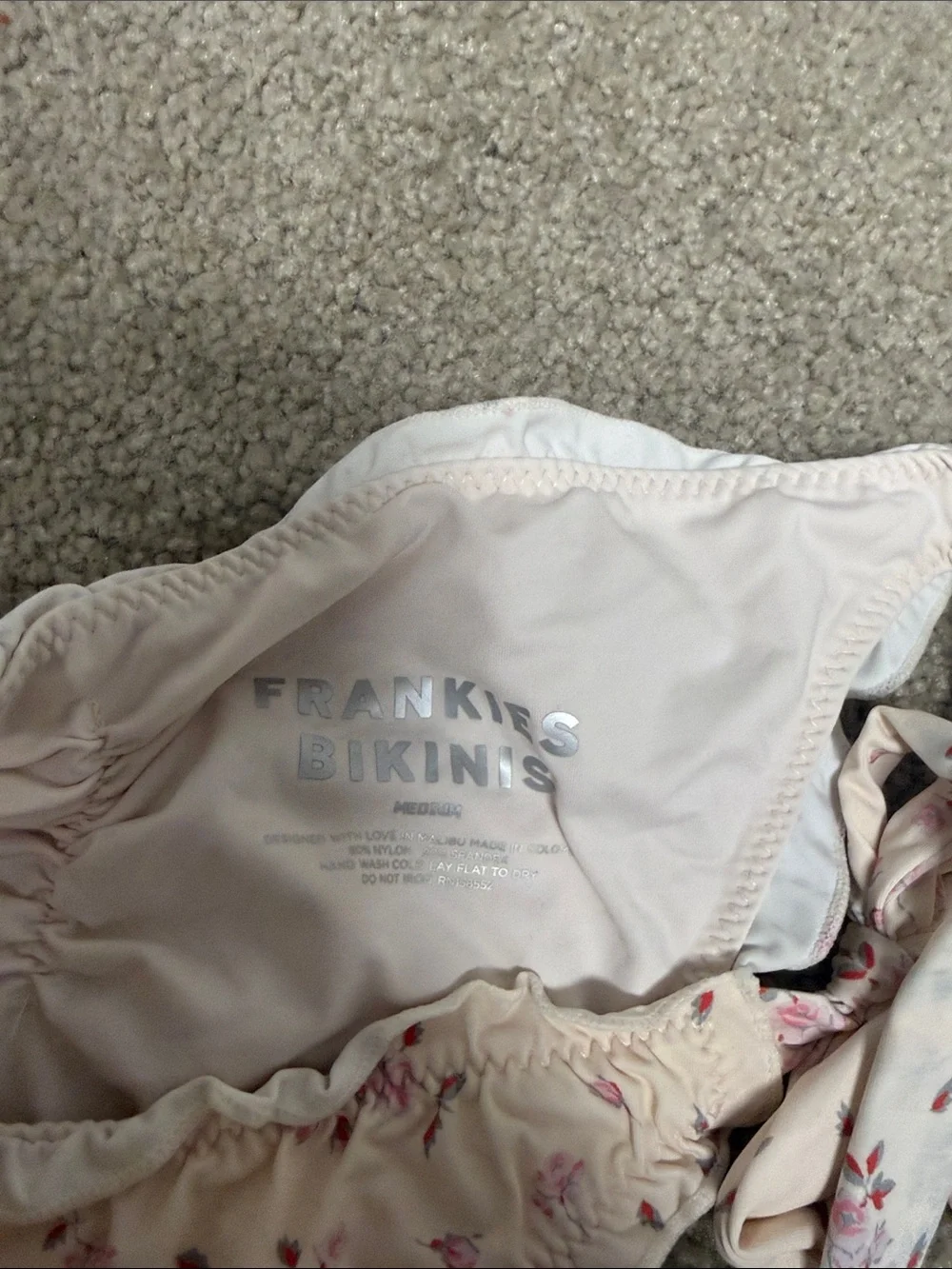 Frankie's Bikinis Light Pink Floral Tie-Side Bandeau Set